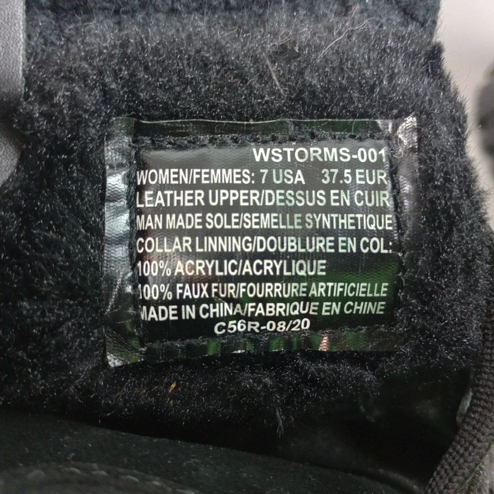 Lugz Womens 7 Black Leather Faux Fur Waterproof Winter Snow Storm Boots